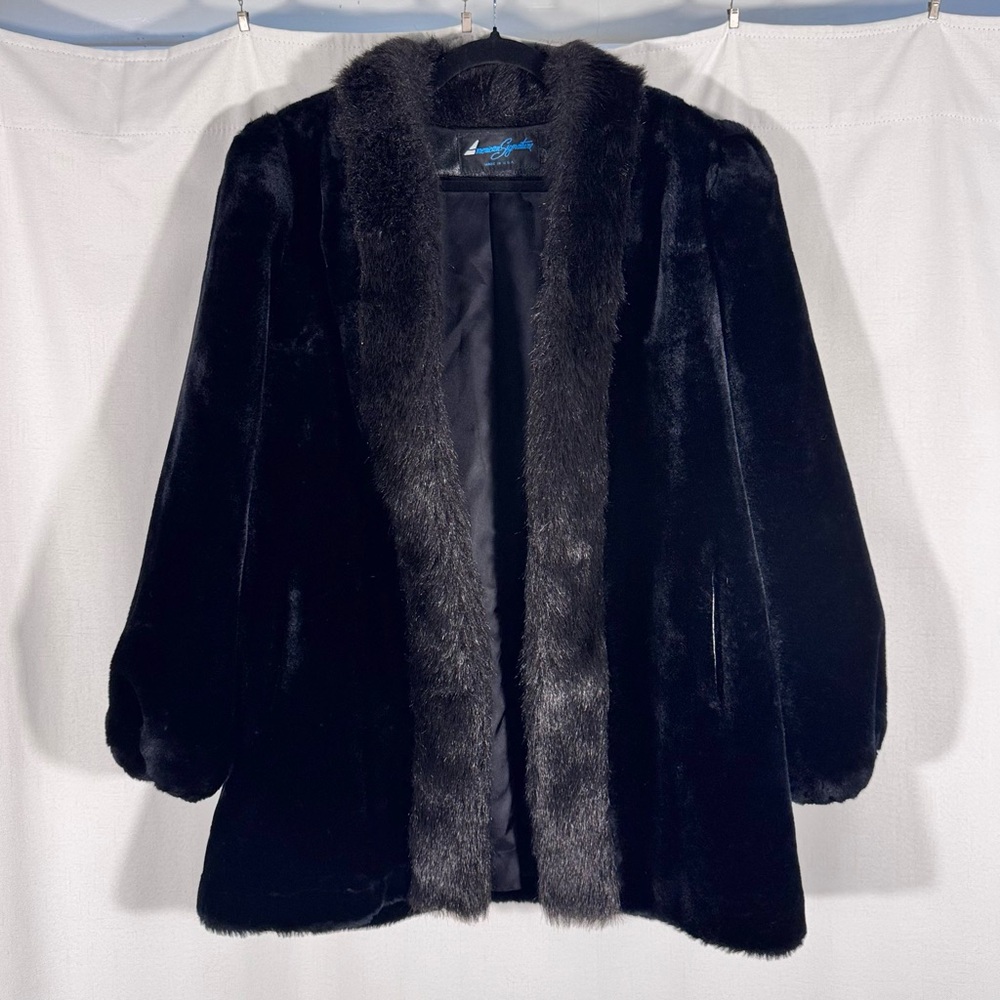 Vintage American Signature Black Faux Fur Coat